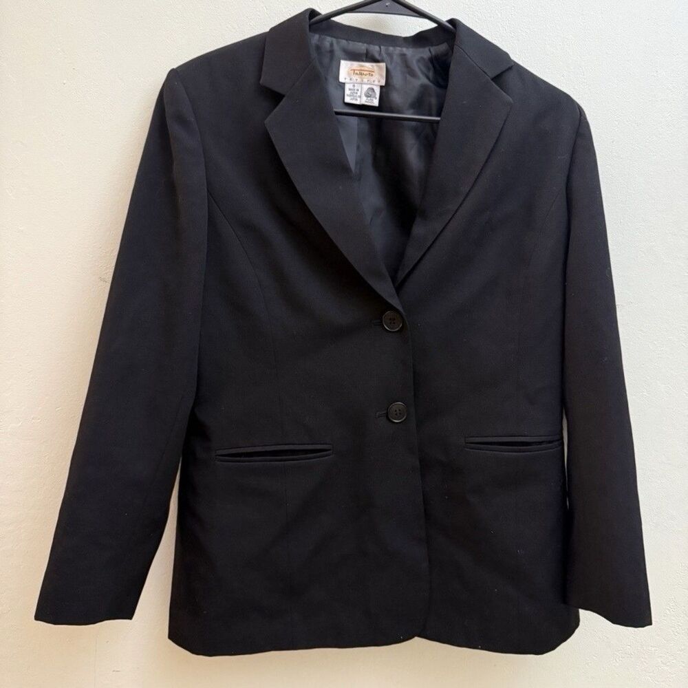 Talbots vintage wool blazer 8 medium m Black solid made in japan Vtg Chic